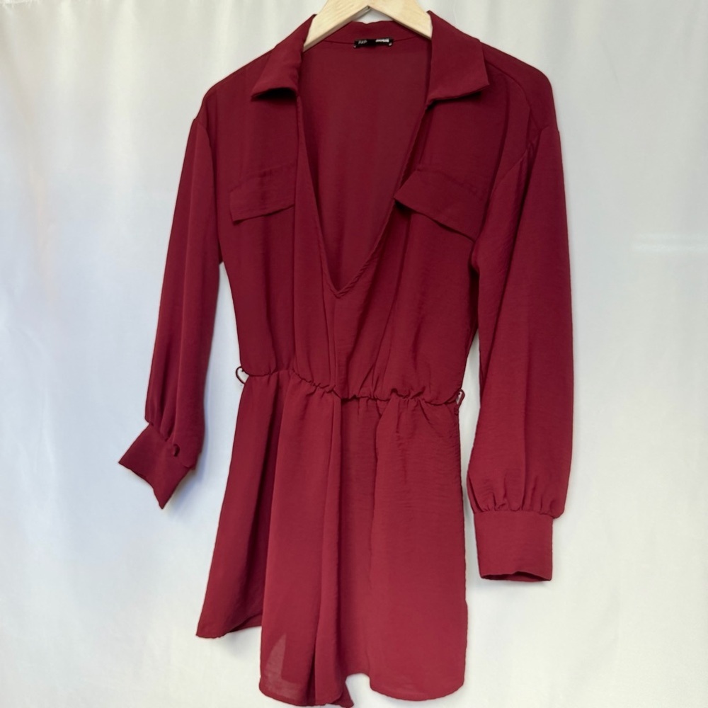 Fashion Nova Burgundy Romper, Women’s Medium